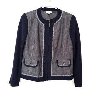 St John Sport Zip Cardigan Jacket Nautical Navy Blue Size M